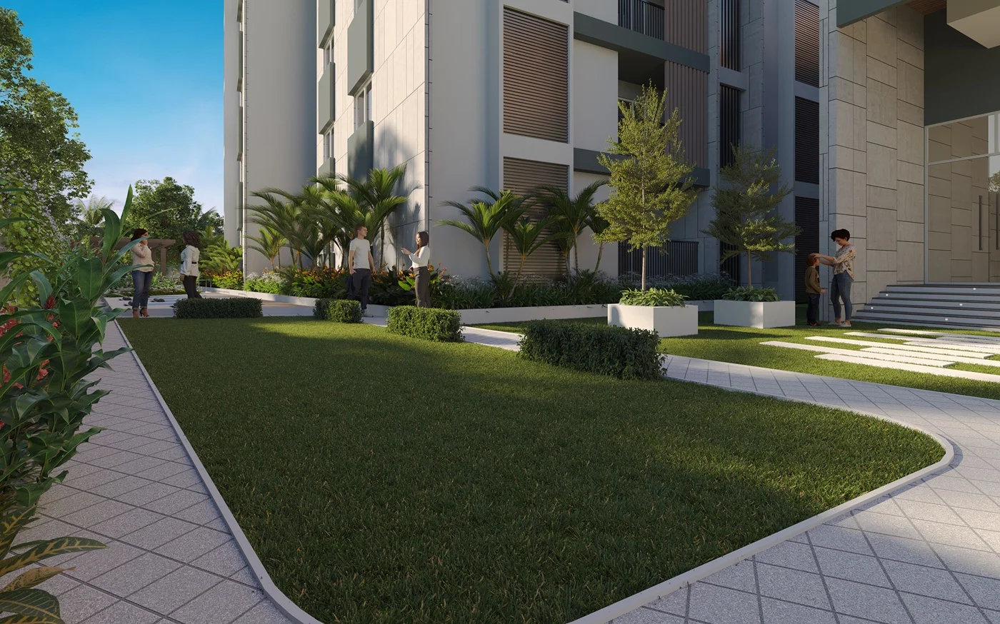 Manicured party lawn at the entrance