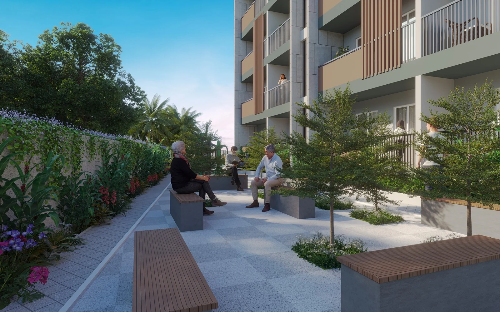 Senior citizens' seating courtyard