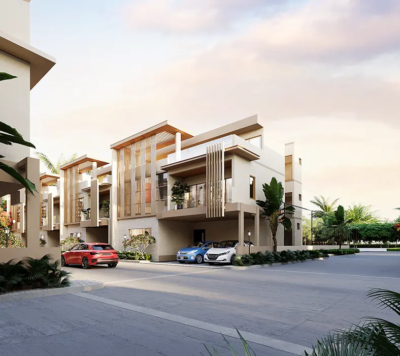 UrbanEarth Villas — sunset façade