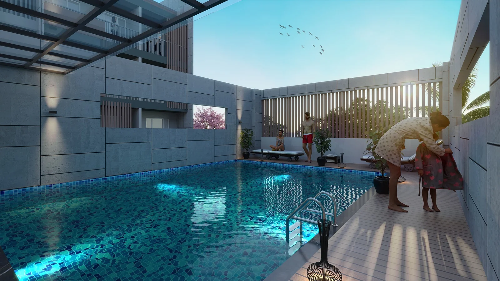 Resort-style swimming pool