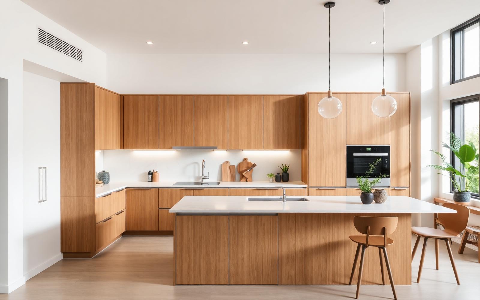 Modern modular kitchen with island and pendant lighting delivered for a 3 BHK home in Yelahanka