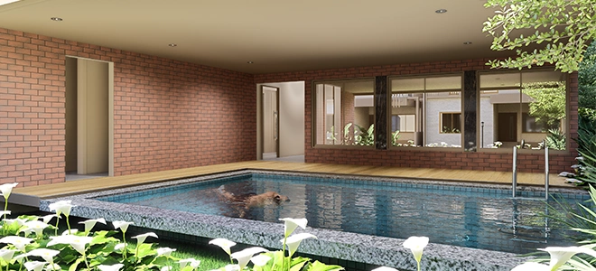 Indoor pool inside a private villa